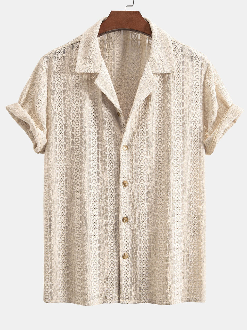 Completo Camicia Cubana Jacquard Floreale e Pantaloni