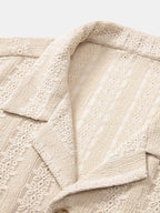 Completo Camicia Cubana Jacquard Floreale e Pantaloni